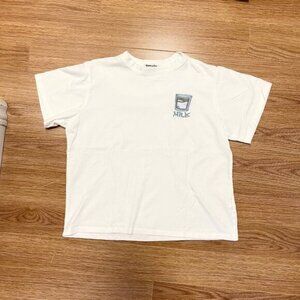 Embroidered Milk Graphic Tee White – S